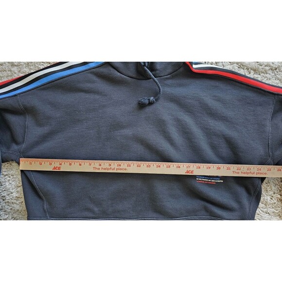 Womens Extra Large Adidas Adicolor Tricolor Trefoil Oversozed Crop Hoodie Black - Picture 12 of 12